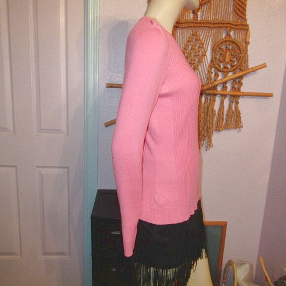 J.McLaughlin Seaspray Sweater Size M Pink Ribbed Pullover Pink Nautical Preppy - Picture 8 of 14